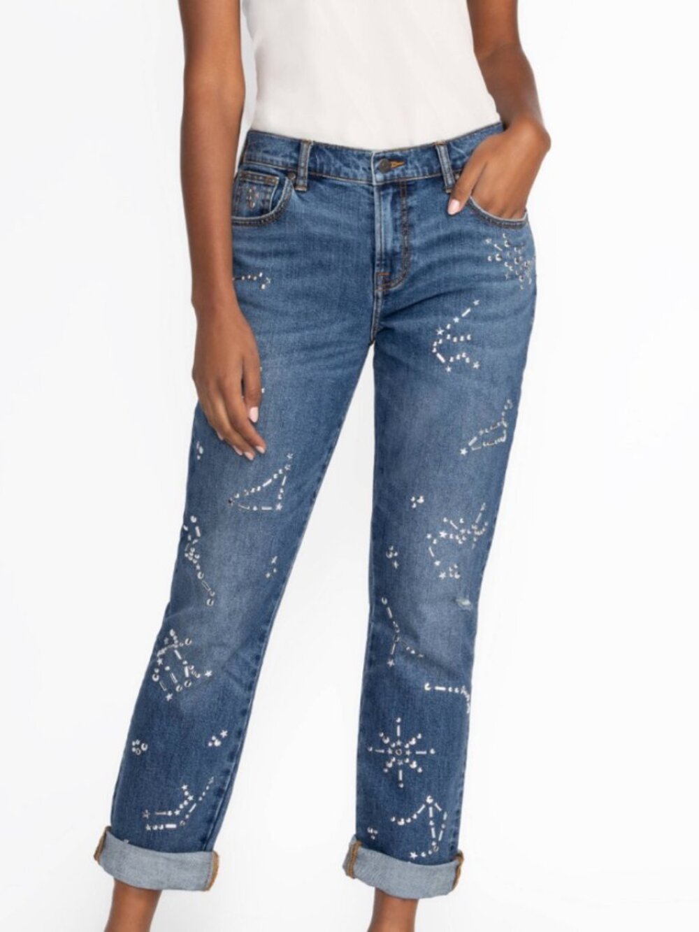 Johnny Was Stellaris Constellation Embellished Boyfriend Jeans Size 27